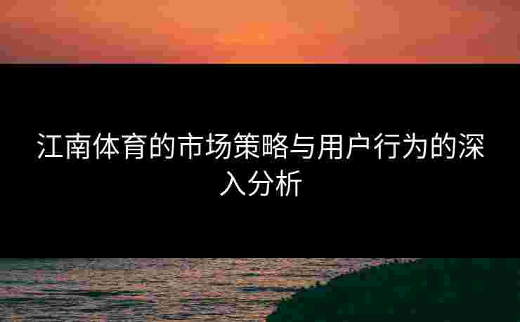 江南体育的市场策略与用户行为的深入分析